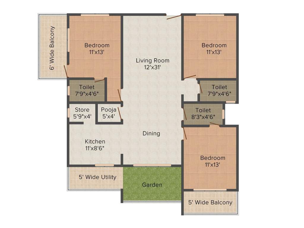 Elegant Embassy (3BHK+3T (1,957 sq ft) 1957 sq ft)