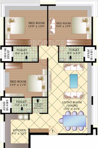 Options Agnes Villa (3BHK+3T (1,272 sq ft) 1272 sq ft)