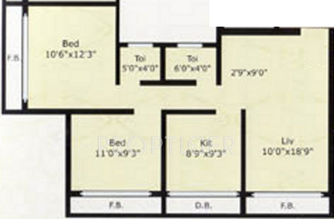 Nine Global Heights (2BHK+2T (925 sq ft) 925 sq ft) Nine Global Heights (2BHK+2T (925 sq ft) 925 sq ft)