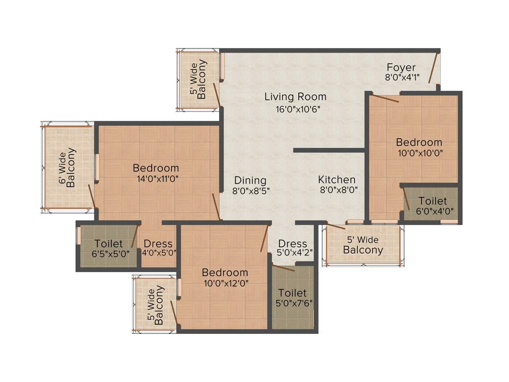 Gaursons 11th Avenue (3BHK+3T (1,420 sq ft) 1420 sq ft)