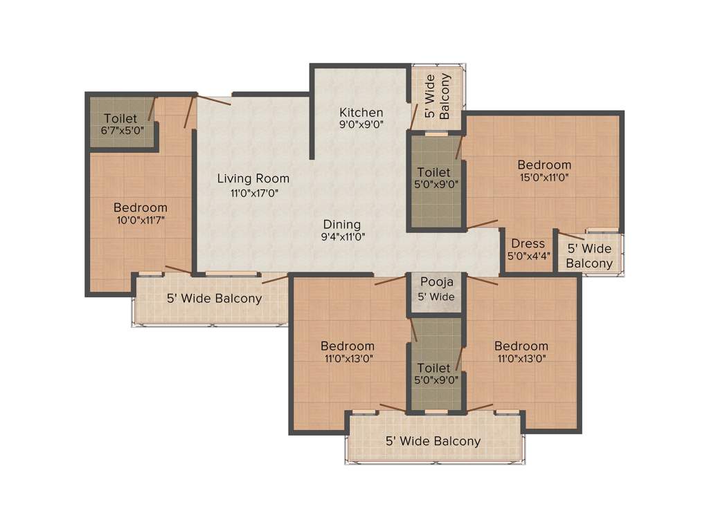 Gaursons 11th Avenue (4BHK+3T (1,880 sq ft) 1880 sq ft)