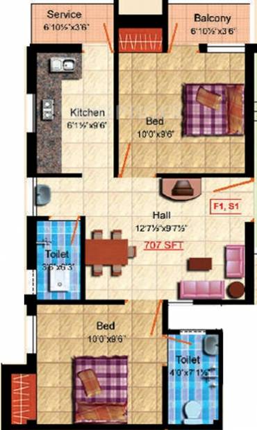 StepsStone Raghava (2BHK+2T (707 sq ft) 707 sq ft)