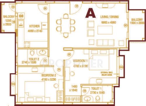 Milroc Kadamba (2BHK+2T (1,227 sq ft) 1227 sq ft)