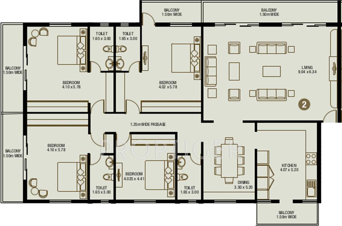 Kamat Construction Pvt Ltd Gardens (4BHK+4T (3,314 sq ft) 3314 sq ft)