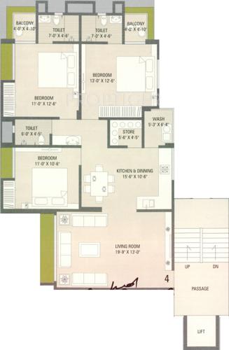 Abhishek Sanctum Homes (3BHK+3T (1,991 sq ft) 1991 sq ft)