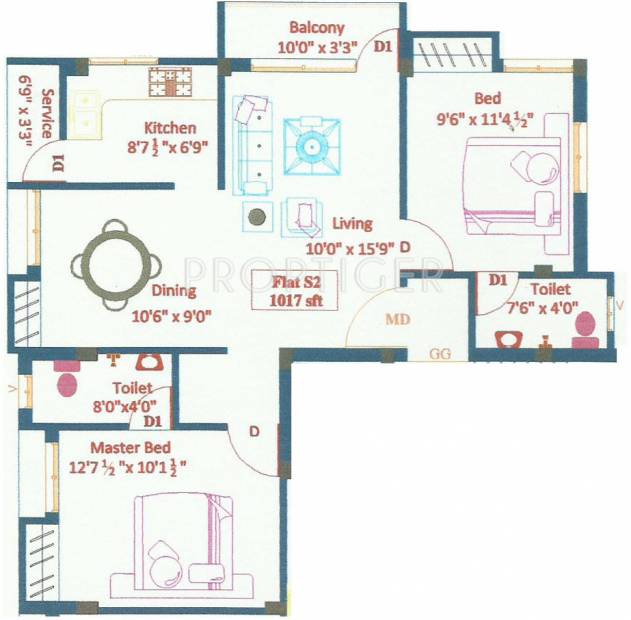 Viswak Oaklands (2BHK+2T (1,017 sq ft) 1017 sq ft)