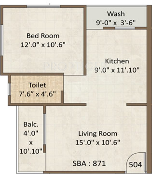 Shiv Kashidham Residency Apartment (1BHK+1T (871 sq ft) 871 sq ft)
