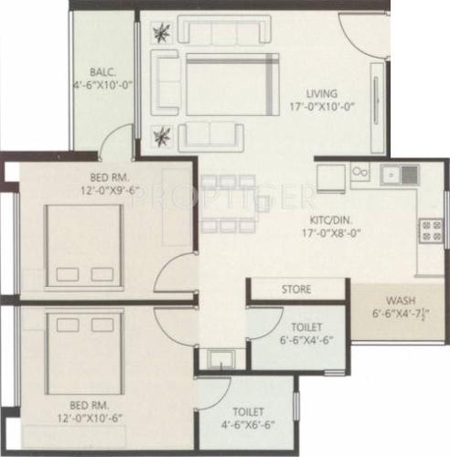 Vasupujya 15 Pavilions (2BHK+2T (1,160 sq ft) 1160 sq ft)