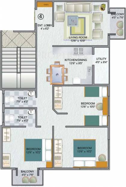 Jineshwar The Wave (3BHK+2T (1,216 sq ft) 1216 sq ft)