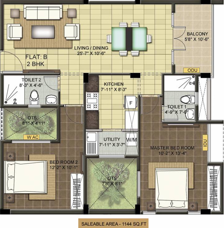 Ramaniyam Chaitanya (2BHK+2T (1,144 sq ft) 1144 sq ft) Ramaniyam Chaitanya (2BHK+2T (1,144 sq ft) 1144 sq ft)