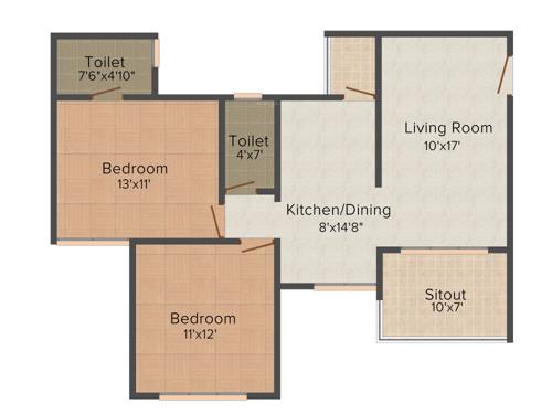 Jaikumar Parksyde Residences (2BHK+2T (985 sq ft) 985 sq ft)