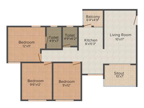 Jaikumar Parksyde Residences (3BHK+3T (1,135 sq ft) 1135 sq ft)