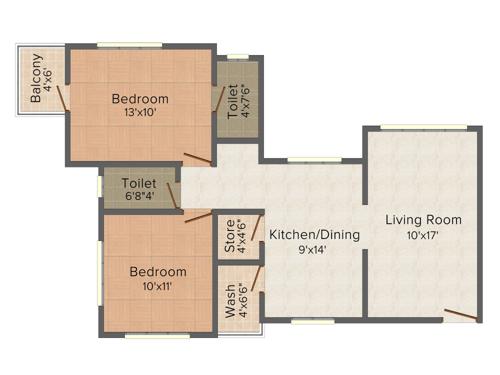 Happy Home Nakshatra Nebula (2BHK+2T (1,219 sq ft) 1219 sq ft)