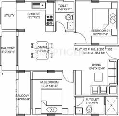 Sarada Casa Estrella (2BHK+2T (954 sq ft) 954 sq ft)