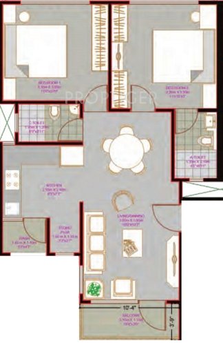 Aakriti Highlands Spring (2BHK+2T (795 sq ft) 795 sq ft)