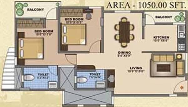 Divya Ncn Paramount (2BHK+2T (1,050 sq ft) 1050 sq ft)
