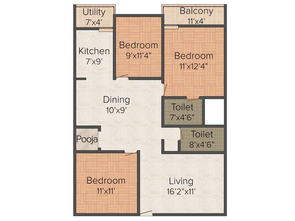 Nest Shades Pvt Ltd Nest Vibhav (3BHK+2T (1,283 sq ft) 1283 sq ft)