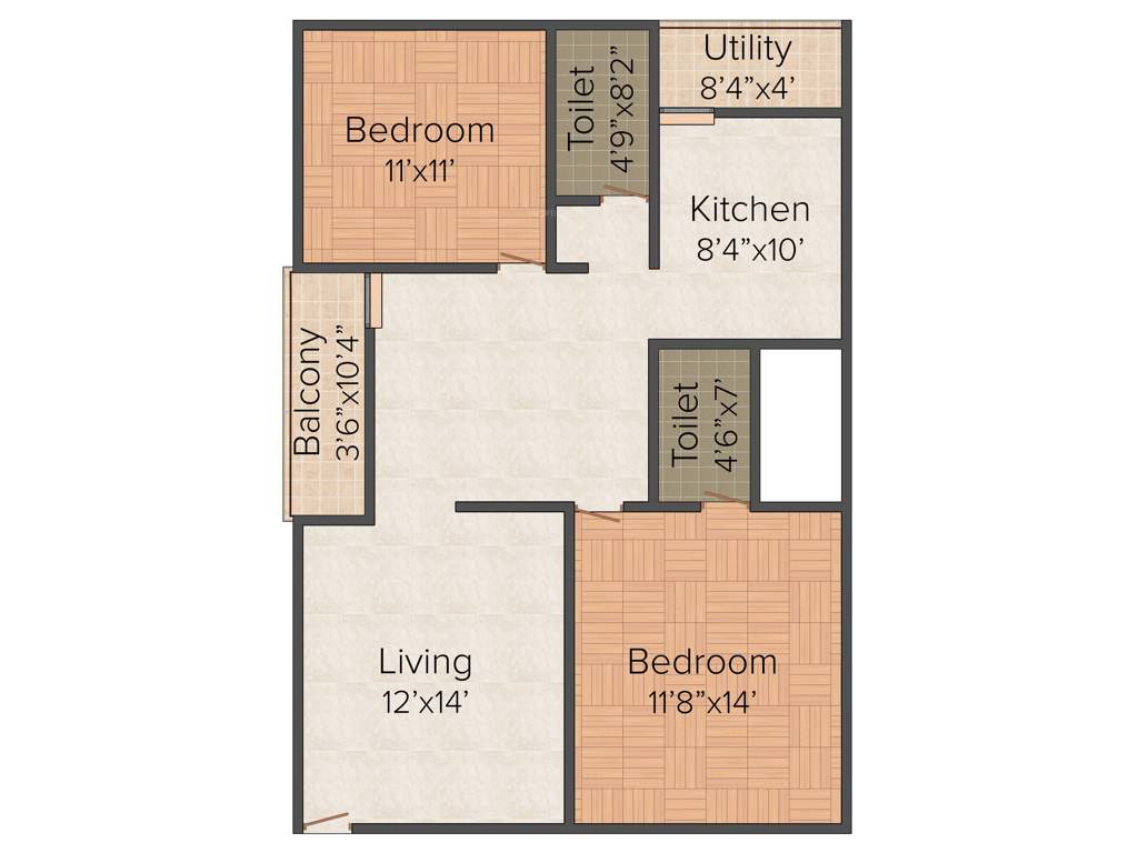 Nest Shades Pvt Ltd Nest Vibhav (2BHK+2T (1,095 sq ft) 1095 sq ft)