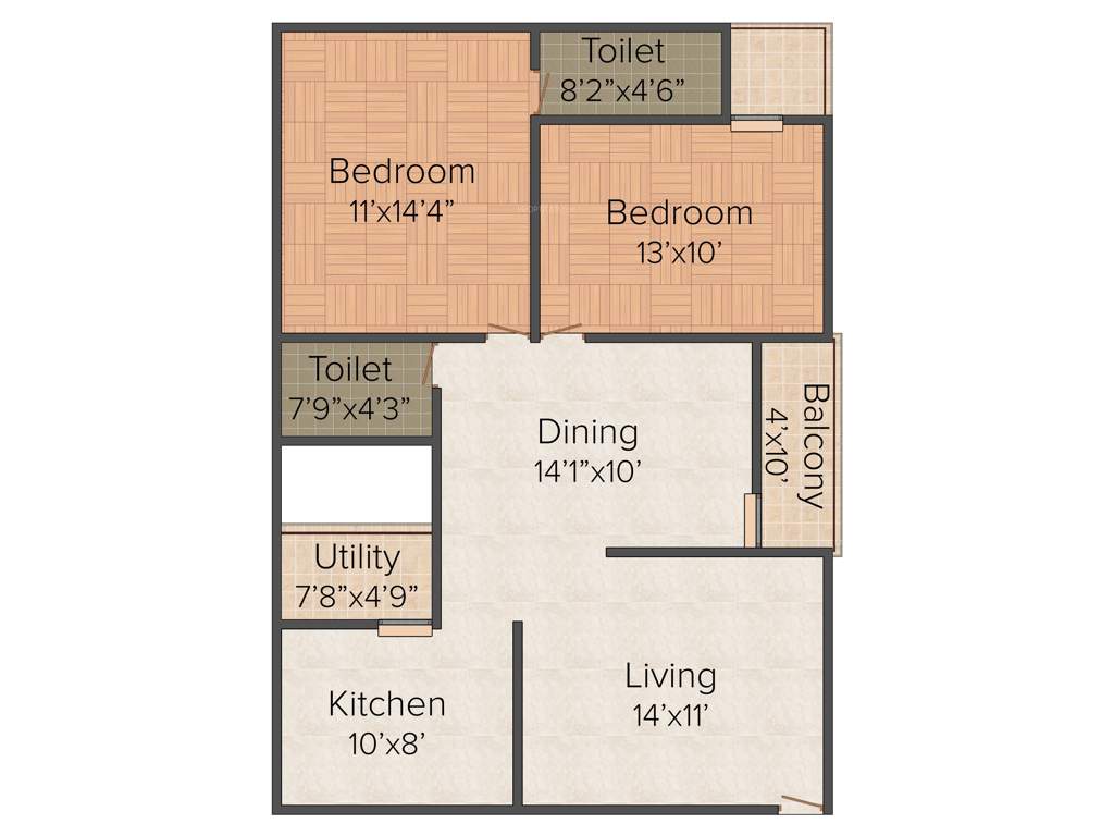 Nest Shades Pvt Ltd Nest Vibhav (2BHK+2T (1,106 sq ft) 1106 sq ft)