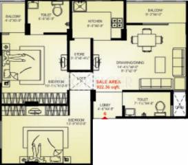 Amit Ria Empire (2BHK+2T (922 sq ft) 922 sq ft)