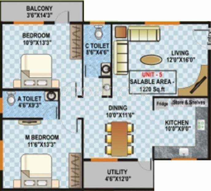 Nishitas Millennium (2BHK+2T (1,220 sq ft) 1220 sq ft)