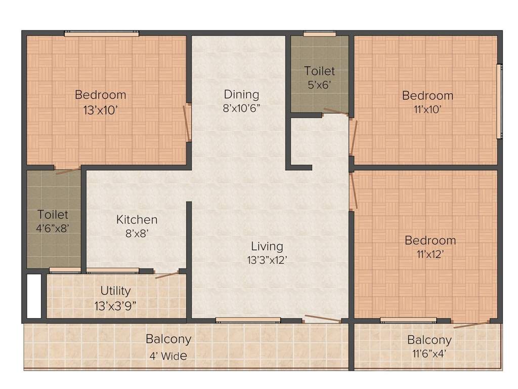 Nishitas Millennium (3BHK+2T (1,280 sq ft) 1280 sq ft)