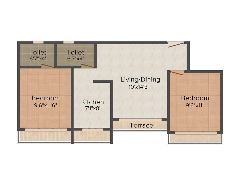 Nine Sai Prabhat (2BHK+2T (950 sq ft) 950 sq ft)