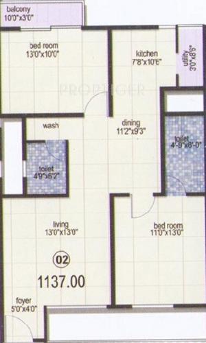 Mahaghar Nest (2BHK+2T (1,137 sq ft) 1137 sq ft)