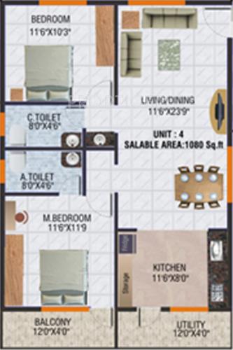 Nishitas Honey Square (2BHK+2T (1,080 sq ft) 1080 sq ft)