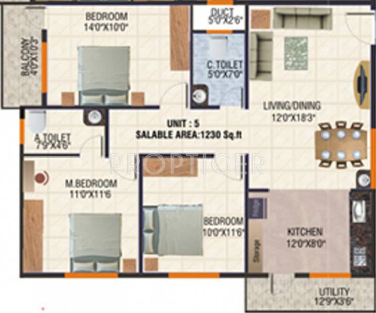 Nishitas Honey Square (3BHK+2T (1,230 sq ft) 1230 sq ft)