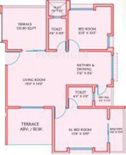 Austin Auroville (2BHK+2T (1,078 sq ft) 1078 sq ft)