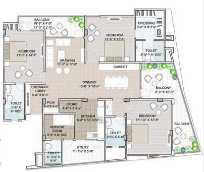 Unique Boulevard (3BHK+3T (2,431 sq ft) 2431 sq ft)