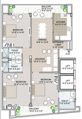 Unique Boulevard (3BHK+3T (2,334 sq ft) 2334 sq ft)