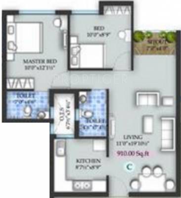Ranga Chitra (2BHK+2T (910 sq ft) 910 sq ft)