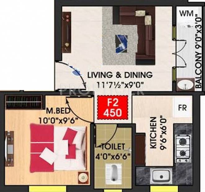 100 1 Bhk Floor Plan 677 Sq Ft 1 Bhk 1t Apartment For Sale