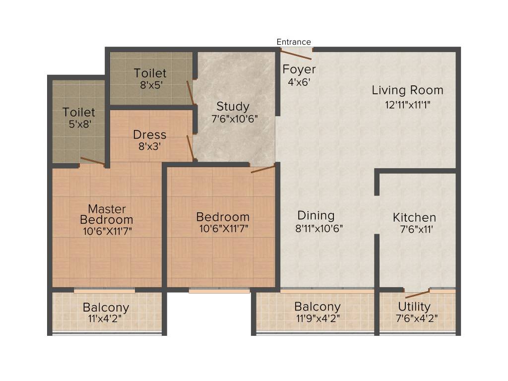 Axis Concept Amairo 2BHK+2T (1,225 sq ft)