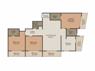 Axis Concept Amairo 3BHK+3T (1,875 sq ft) + Pooja Room