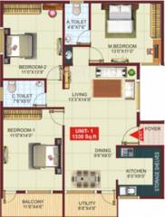 Shakthi Karishma Palace (3BHK+2T (1,330 sq ft) 1330 sq ft)