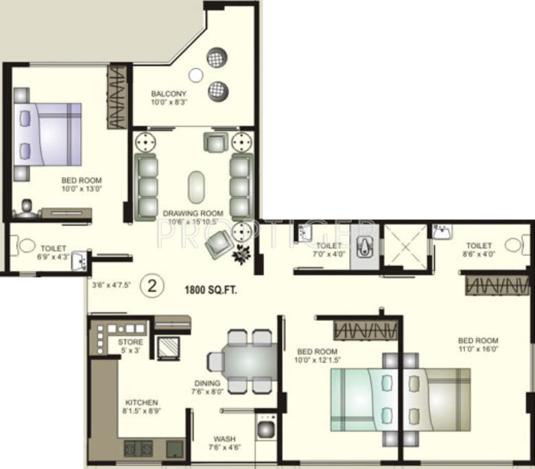 Sangani Sapphire Greens (3BHK+3T (1,800 sq ft) 1800 sq ft)