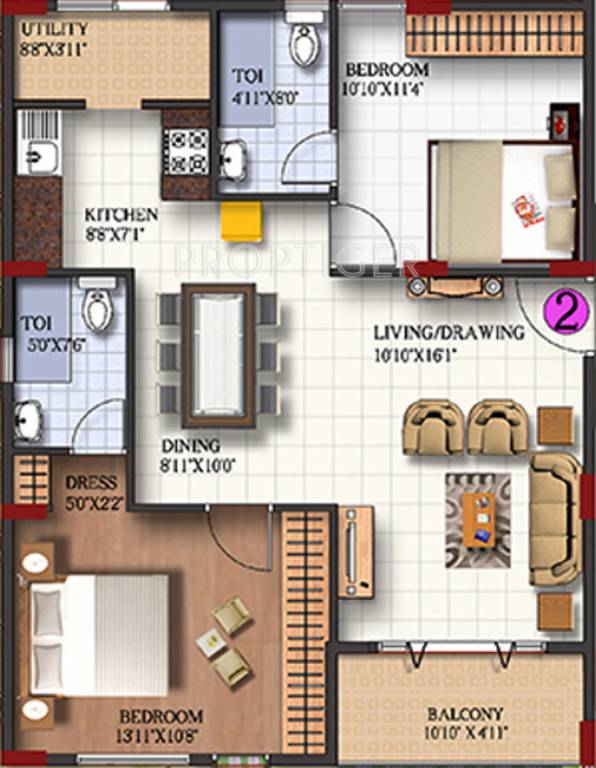 Obel Banjara (2BHK+2T (1,094 sq ft) 1094 sq ft) Obel Banjara (2BHK+2T (1,094 sq ft) 1094 sq ft)