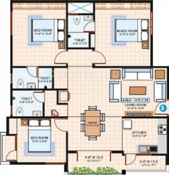 AR Propulsive Passion (3BHK+3T (1,475 sq ft) 1475 sq ft)