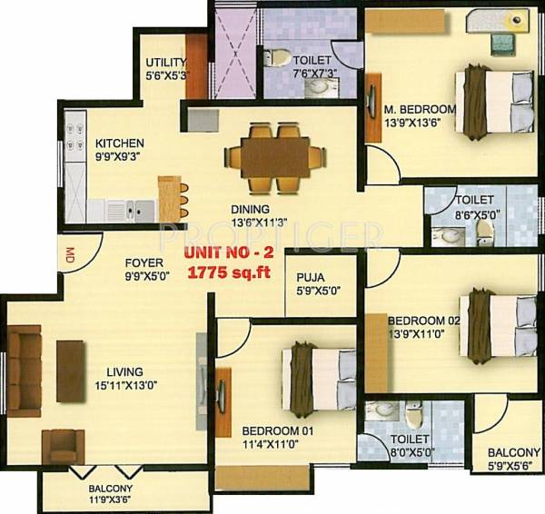 Nandi Crystal (3BHK+3T (1,775 sq ft) 1775 sq ft) Nandi Crystal (3BHK+3T (1,775 sq ft) 1775 sq ft)