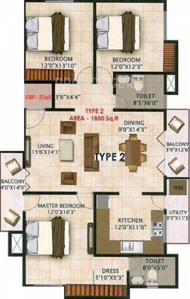 Nandi Dollars (3BHK+3T (1,850 sq ft) 1850 sq ft)
