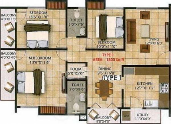 Nandi Dollars (3BHK+2T (1,800 sq ft) 1800 sq ft)