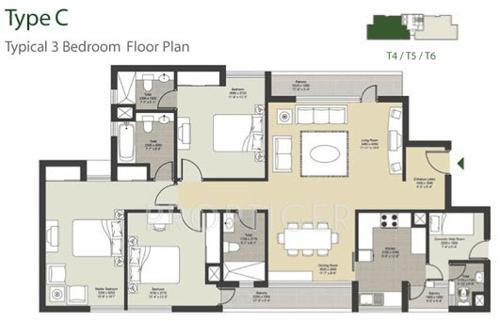 Unitech Gardens (3BHK+3T (2,095 sq ft) 2095 sq ft)
