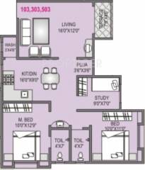 A P Akshay Flora (2BHK+2T (1,044 sq ft)   Study Room 1044 sq ft)