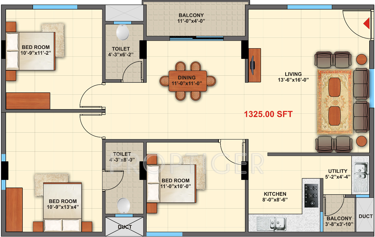 3Bedroom North Entrance 800 Sqar Feete Kerala  Modal Home  