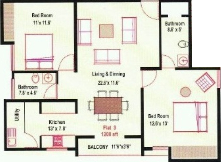 Nandi Vinyas (2BHK+2T (1,200 sq ft) 1200 sq ft) Nandi Vinyas (2BHK+2T (1,200 sq ft) 1200 sq ft)