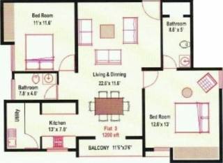 Nandi Vinyas (2BHK+2T (1,200 sq ft) 1200 sq ft) Nandi Vinyas (2BHK+2T (1,200 sq ft) 1200 sq ft)