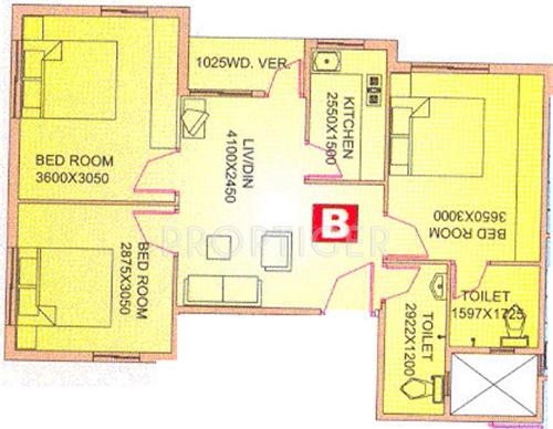 GM Meena View (3BHK+2T (950 sq ft) 950 sq ft)